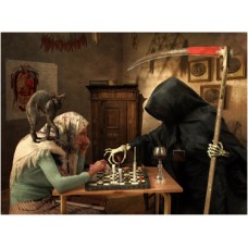 Plakát - obraz  "Smrťák a strá paní hrají šachy o život" 